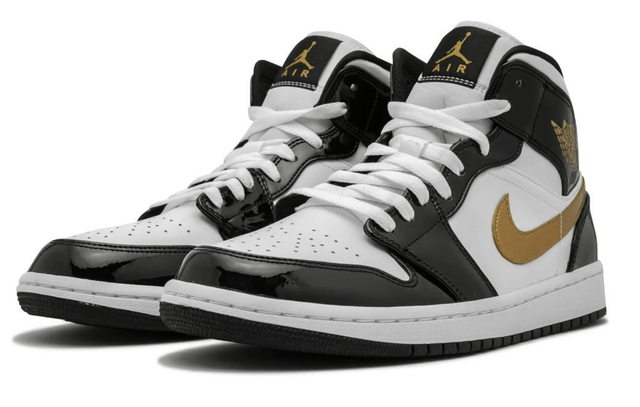 Air Jordan 1 Mid SE Black Gold Patent Leather