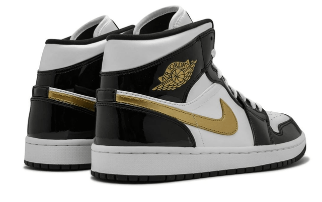 Air Jordan 1 Mid SE Black Gold Patent Leather